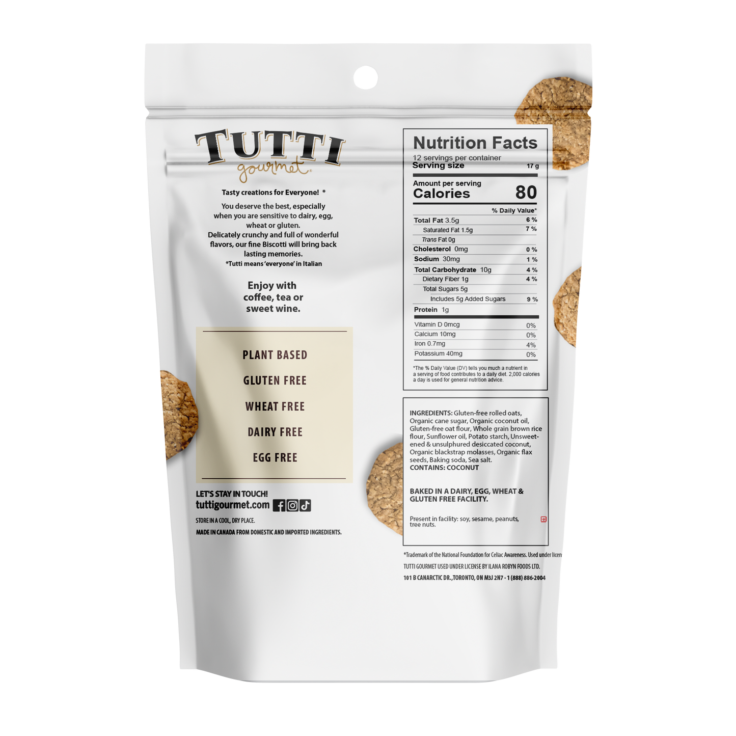 Tutti Gourmet Oatmeal Coconut Biscuits