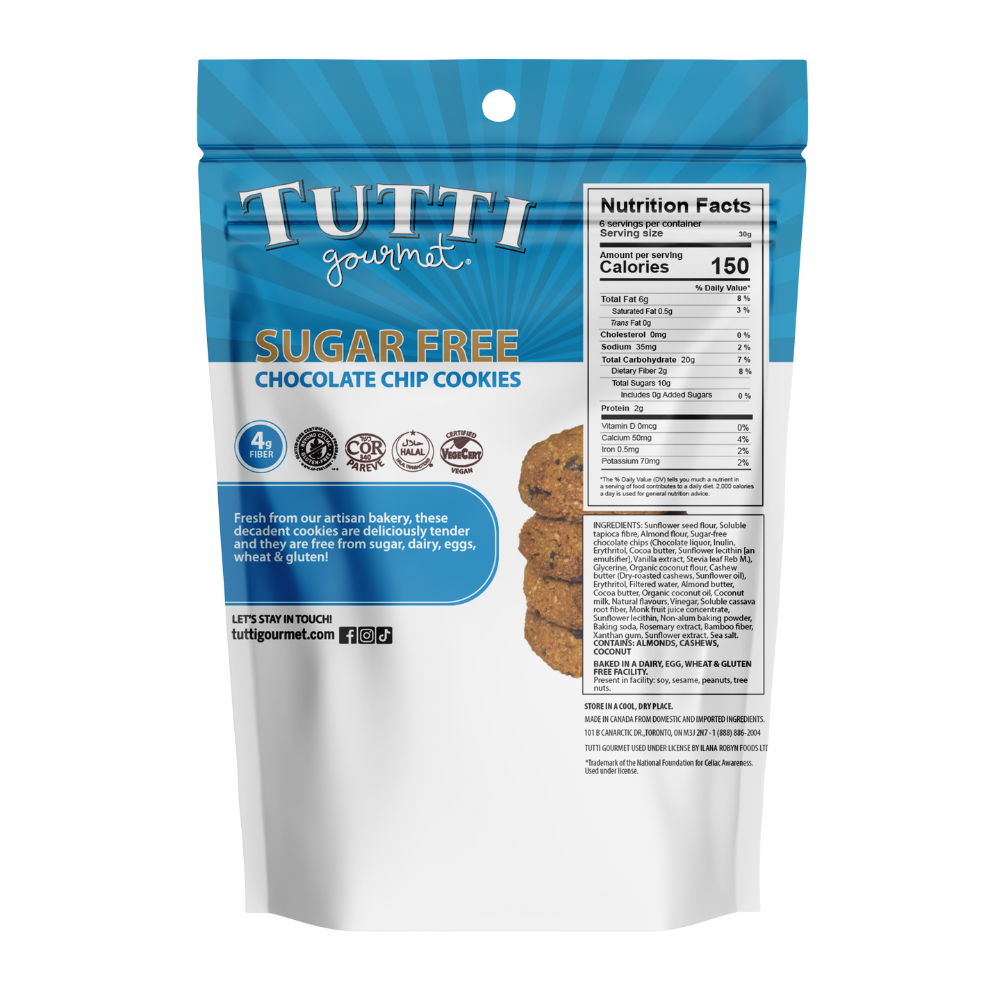 Tutti Gourmet Sugar Free Chocolate Chip Cookies