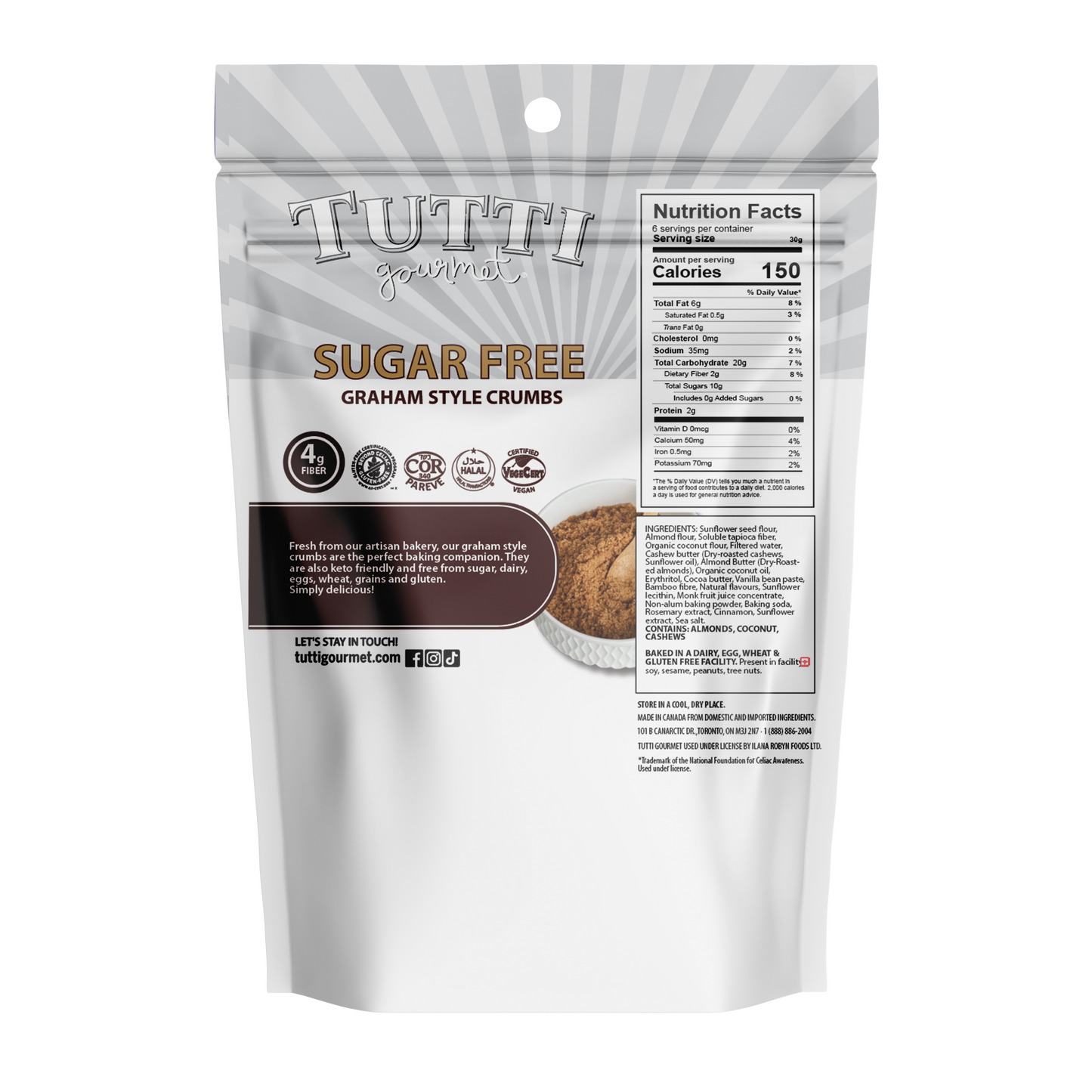 Tutti Gourmet Sugar Free Graham Style Crumbs
