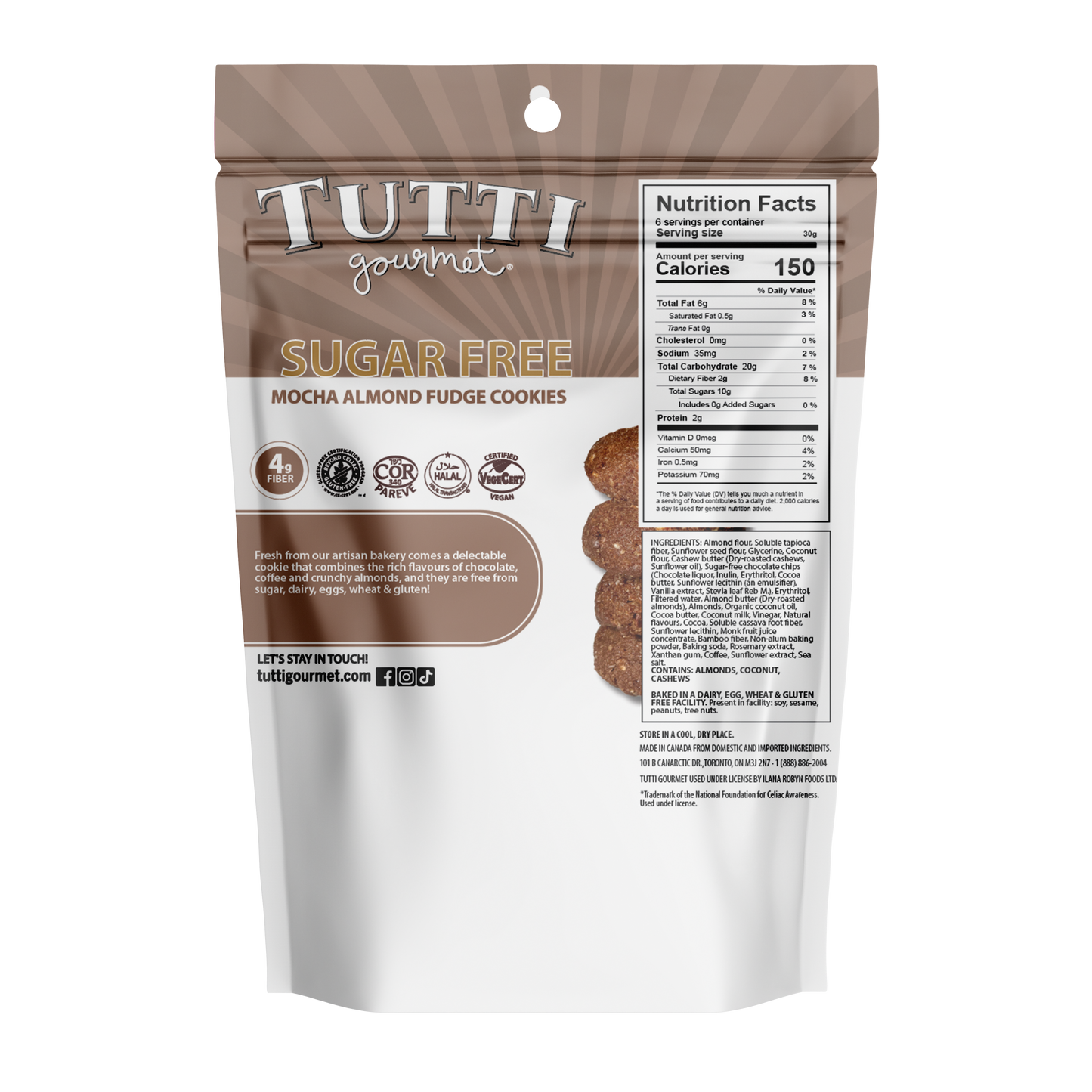 Tutti Gourmet Sugar Free Mocha Almond Fudge Cookies