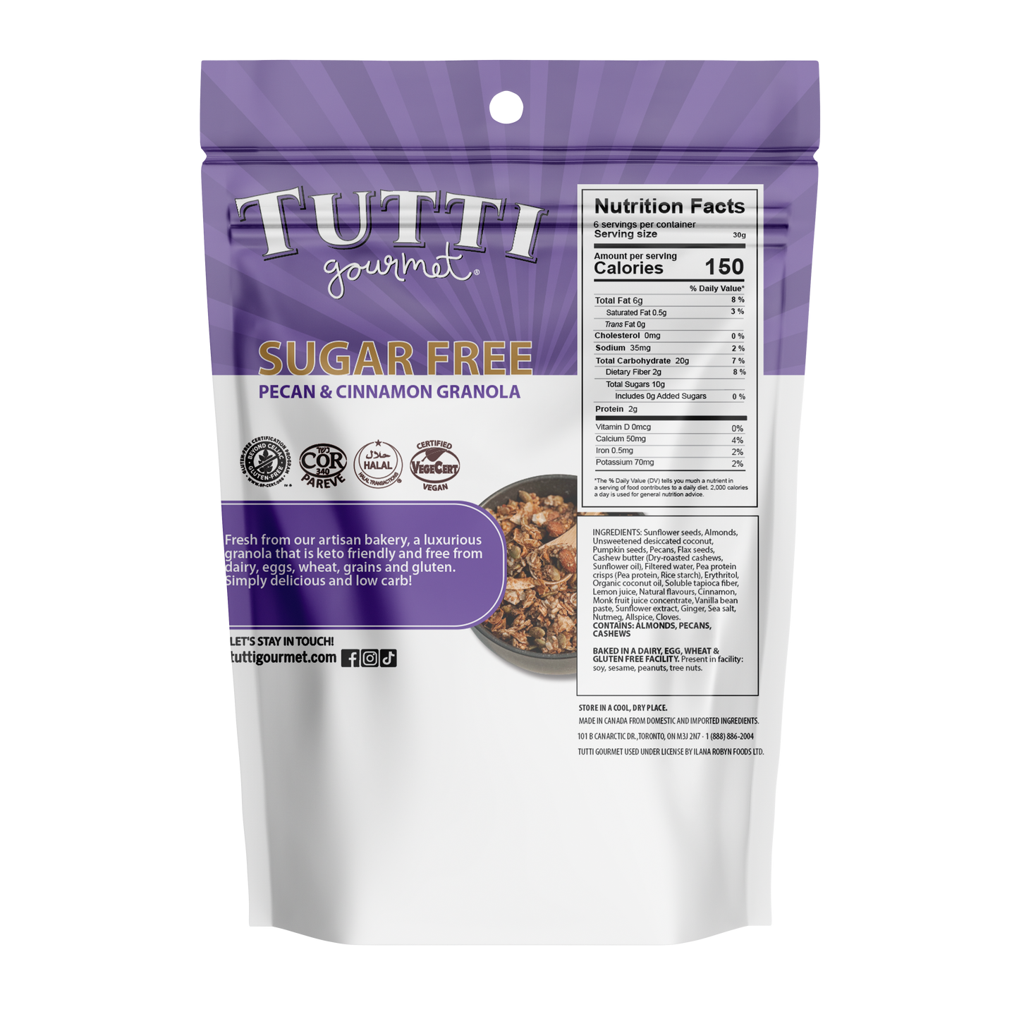 Tutti Gourmet Sugar Free Pecan & Cinnamon Granola